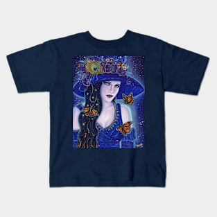 Halloween witch with butterflies by Renee Lavoie Kids T-Shirt